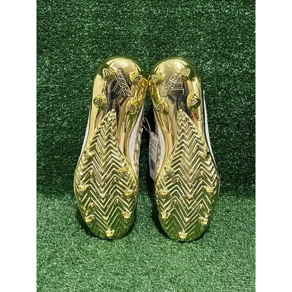 Adidas ADIZERO Primeknit Men's Football Cleats White Metallic Gold Sizes 8-13 - Picture 8 of 9